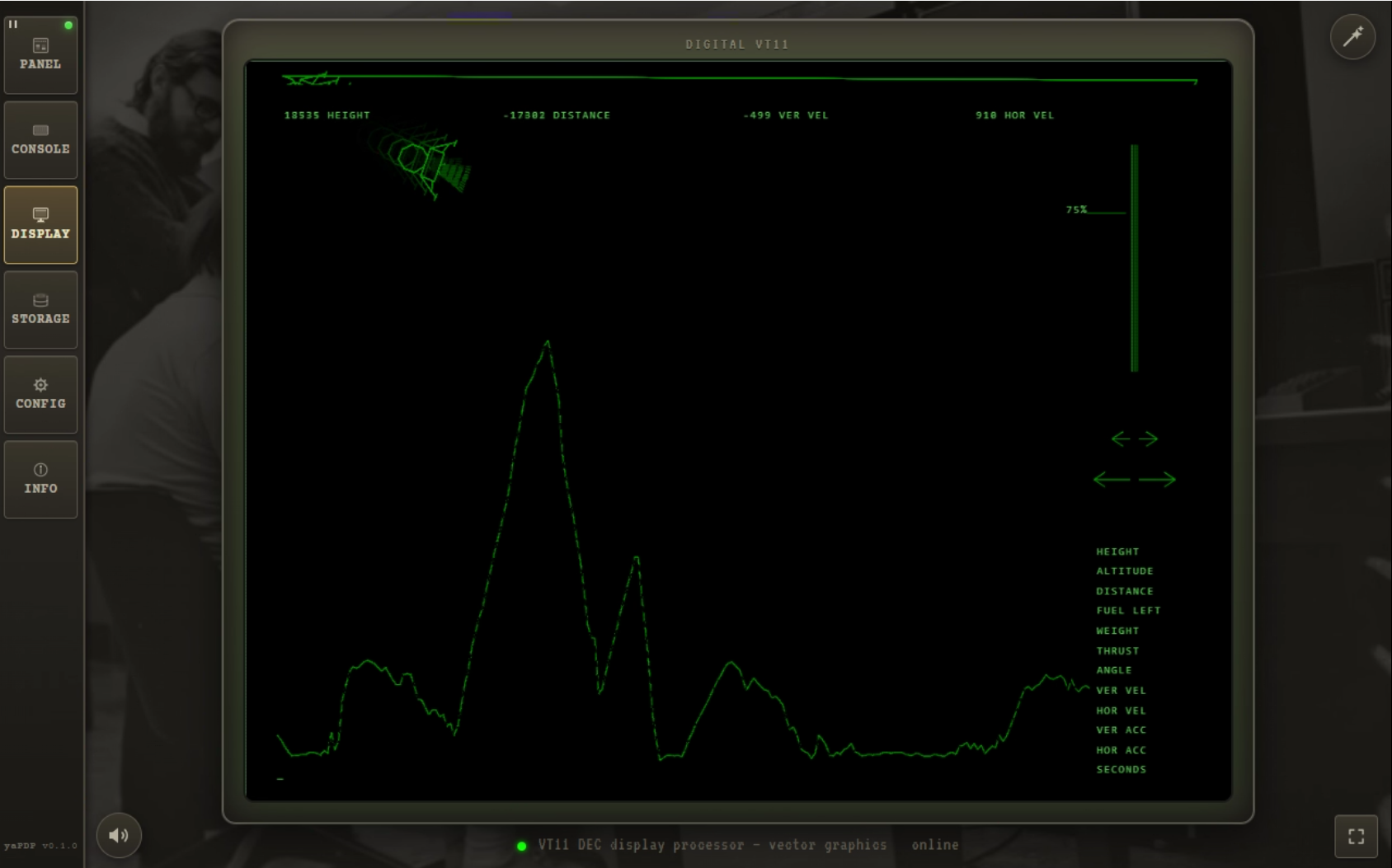 Lunar Lander on the VT11 vector display