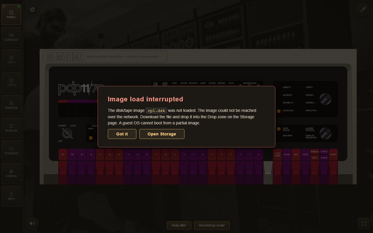 Image load failure dialog