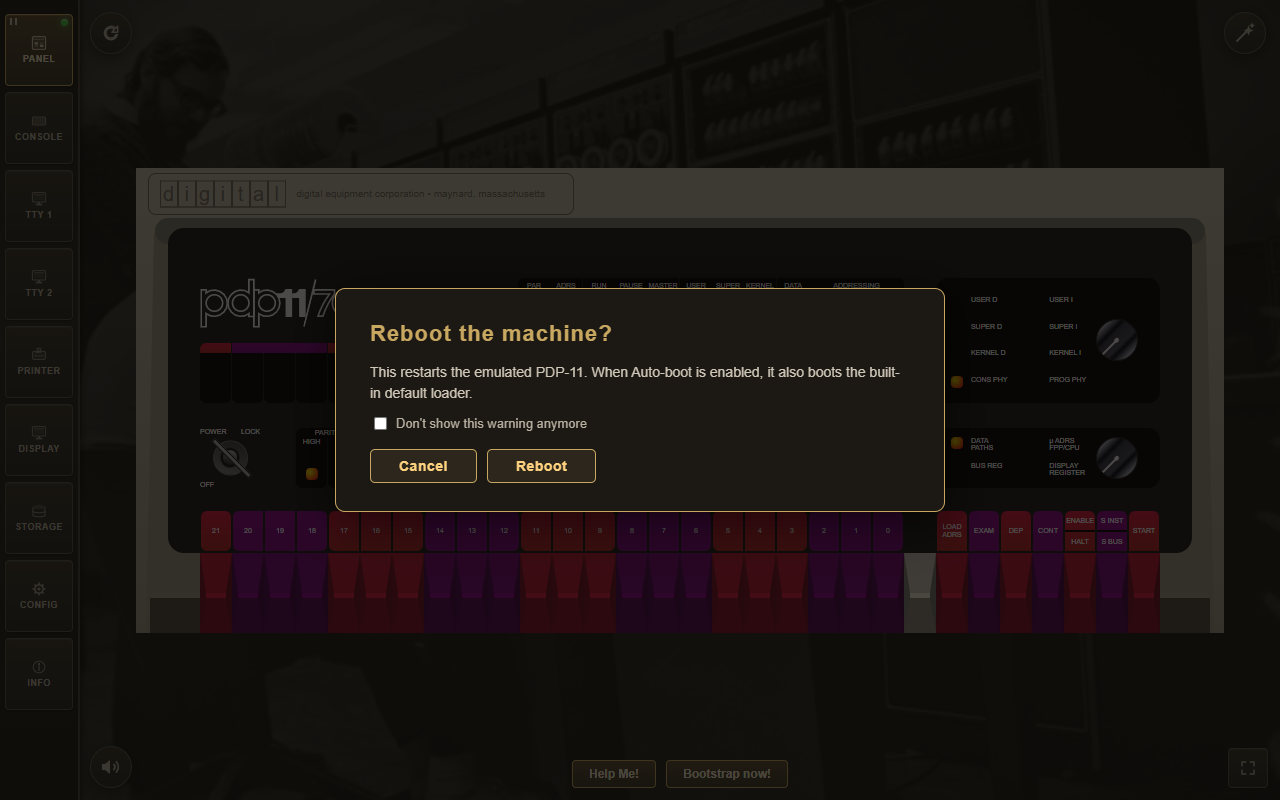 Reboot confirmation dialog