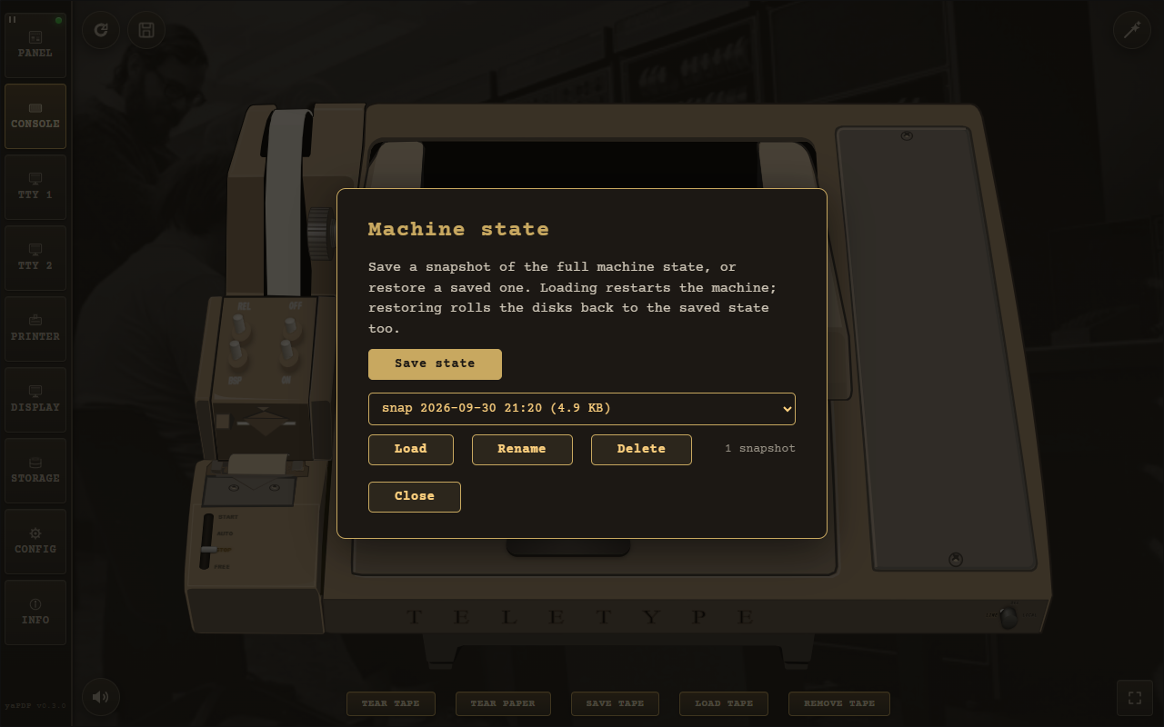 The machine-state dialog
