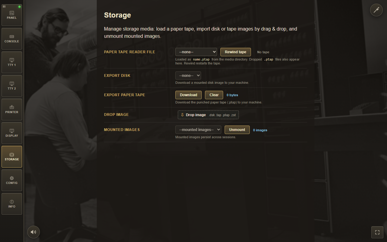 The Storage page
